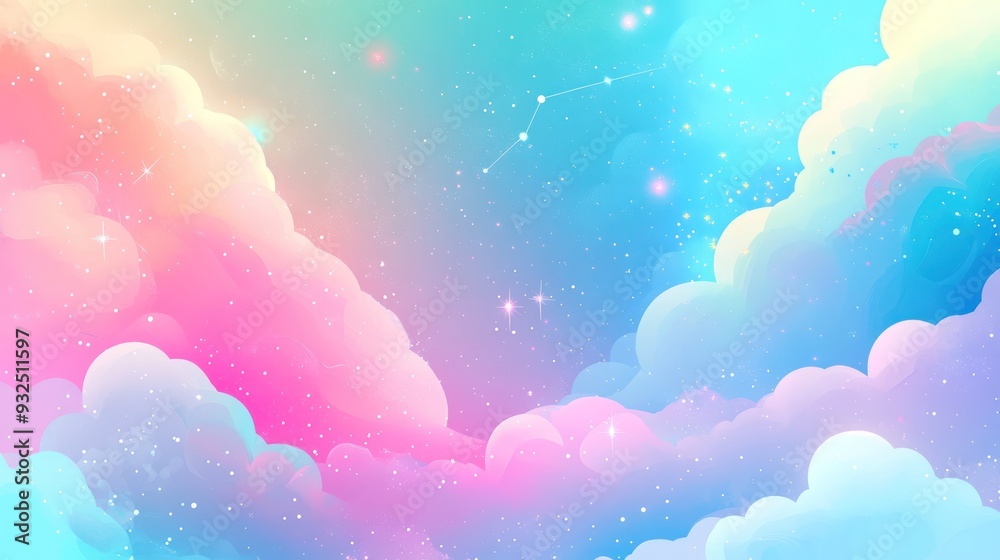 Pastel Sky with Clouds and Stars Pastel Sky with Clouds and Stars