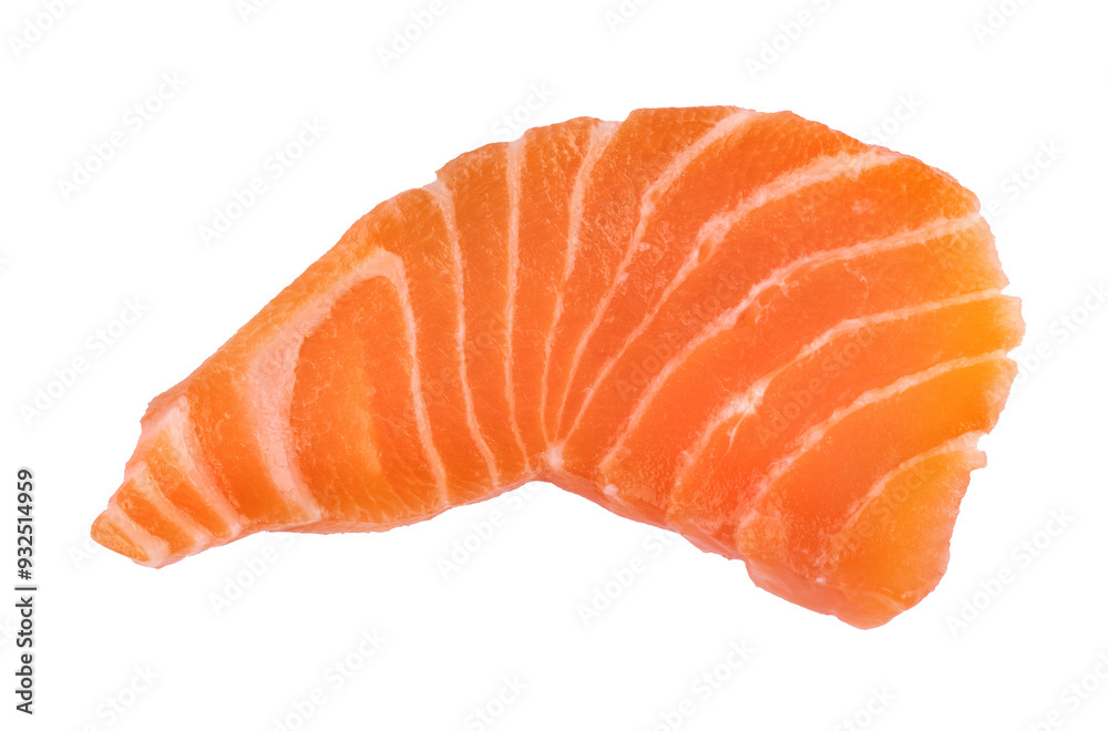 one pieces of raw fish salmon sashimi isolated macro in close-up one pieces of raw fish salmon sashimi isolated macro in close-up