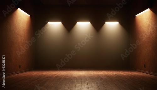 Wallpaper Mural Empty stage with shining spotlights and wooden floor 39 Torontodigital.ca