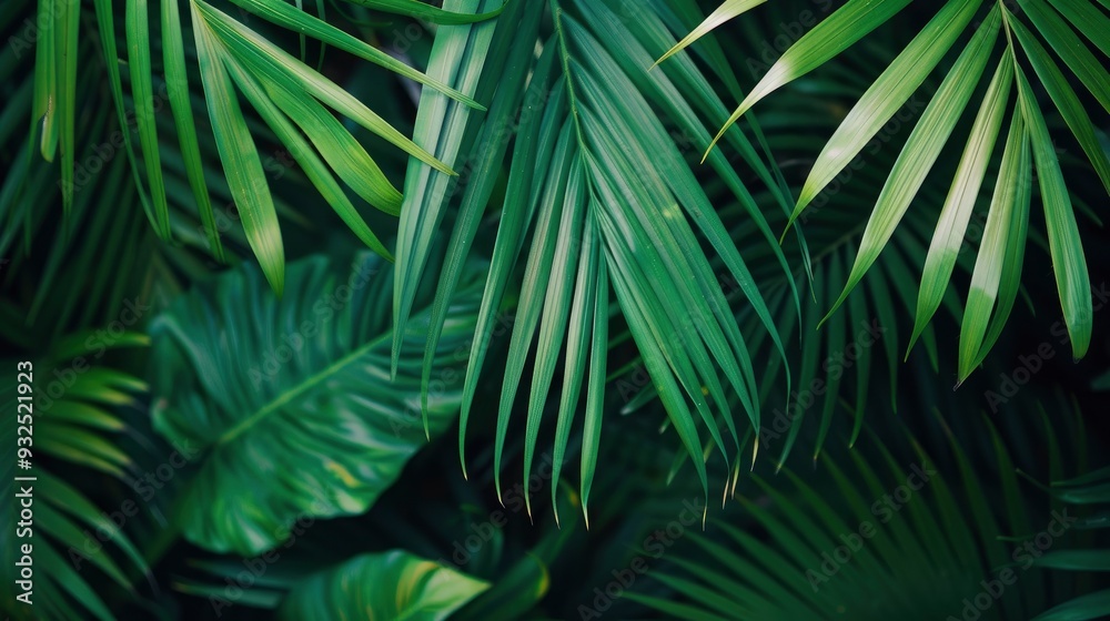 closeup nature view of green leaf and palms background. Flat lay, dark nature concept, tropical leaf, ai closeup nature view of green leaf and palms background. Flat lay, dark nature concept, tropical leaf, ai
