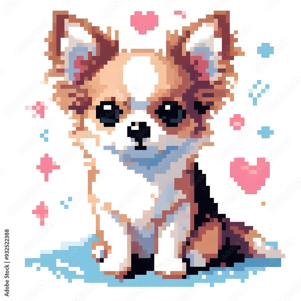 흰 배경, 치와와, 픽셀아트 (White background, Chihuahua, pixel art) 흰 배경, 치와와, 픽셀아트 (White background, Chihuahua, pixel art)