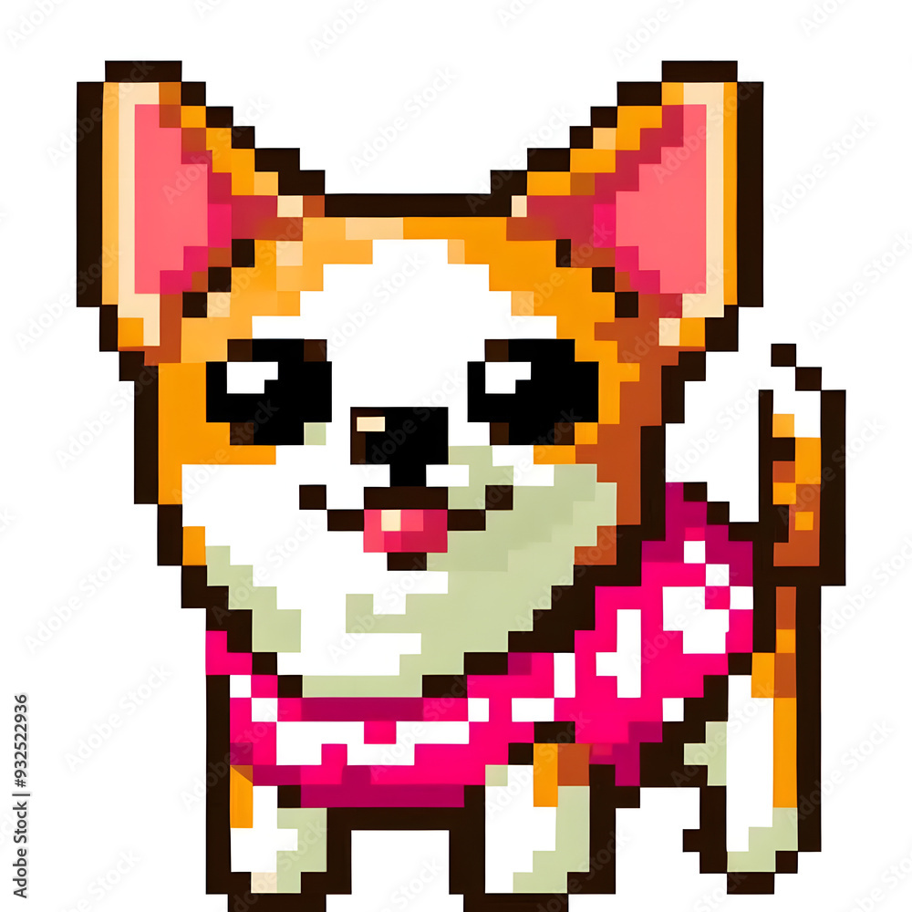 흰 배경, 치와와, 픽셀아트 (White background, Chihuahua, pixel art) 흰 배경, 치와와, 픽셀아트 (White background, Chihuahua, pixel art)