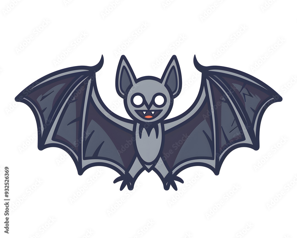 Spooky Smiles: A charming cartoon bat grins mischievously, its outstretched wings ready for a spooky adventure. Perfect for Halloween designs and spooky fun. Spooky Smiles: A charming cartoon bat grins mischievously, its outstretched wings ready for a spooky adventure. Perfect for Halloween designs and spooky fun.