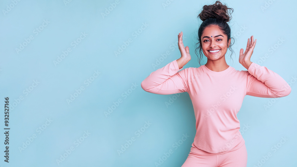 Fototapeta premium Indian fitness athlete woman exercising workout isolated with copy space