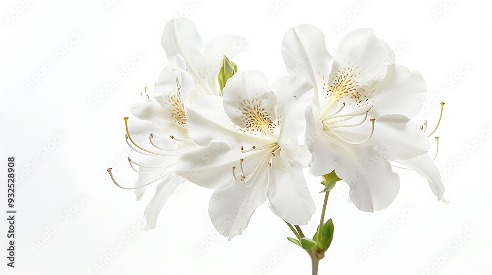White rhododendron flowers isolated on white background. White rhododendron flowers isolated on white background.