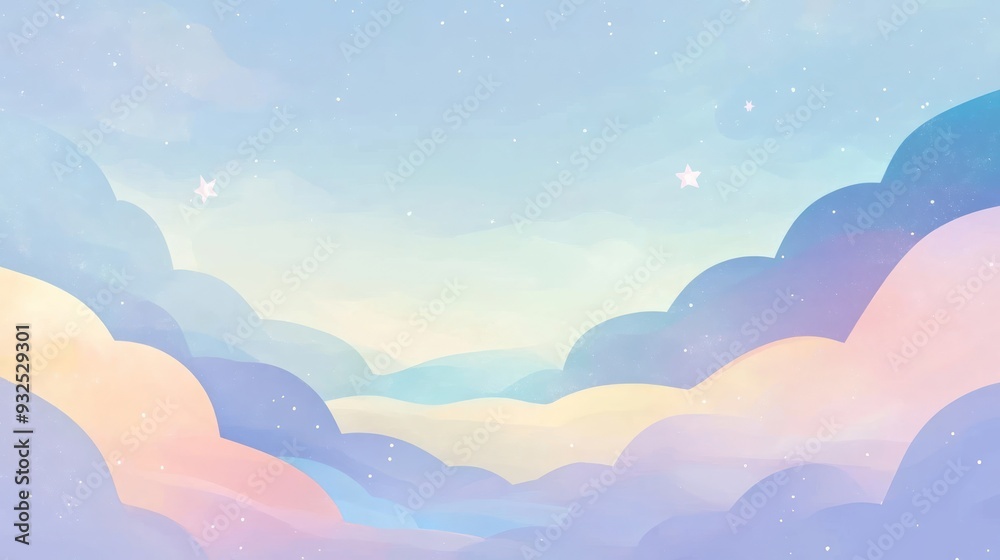 Pastel Sky with Stars and Hills Pastel Sky with Stars and Hills