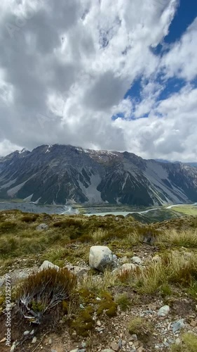 Mountain top views of Mount Cook National Park from Sealy Tarns Track  photo