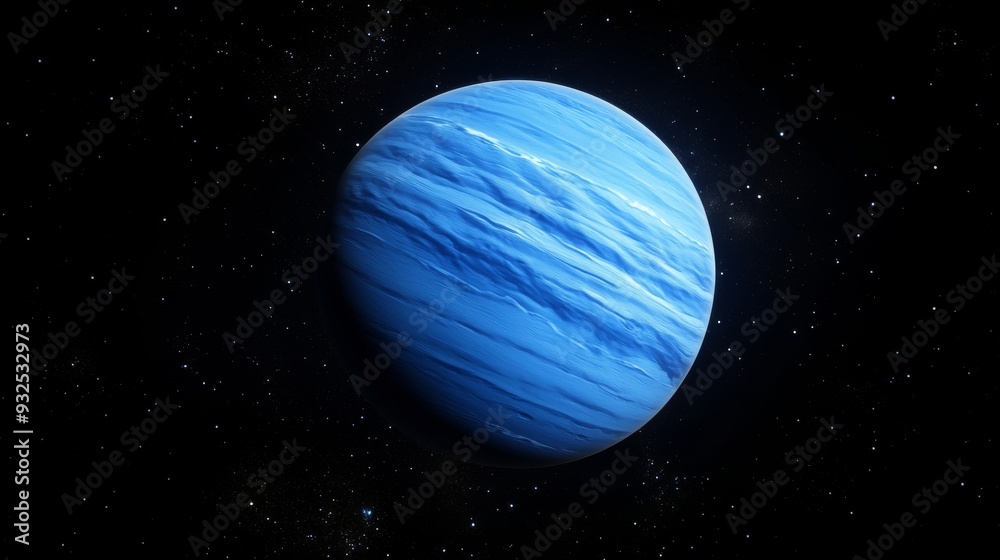Neptune in deep blue and bright blue-green. This image captures the ever-changing storm atmosphere of Neptune. The distant stars are set against a dark space backdrop. Neptune in deep blue and bright blue-green. This image captures the ever-changing storm atmosphere of Neptune. The distant stars are set against a dark space backdrop.