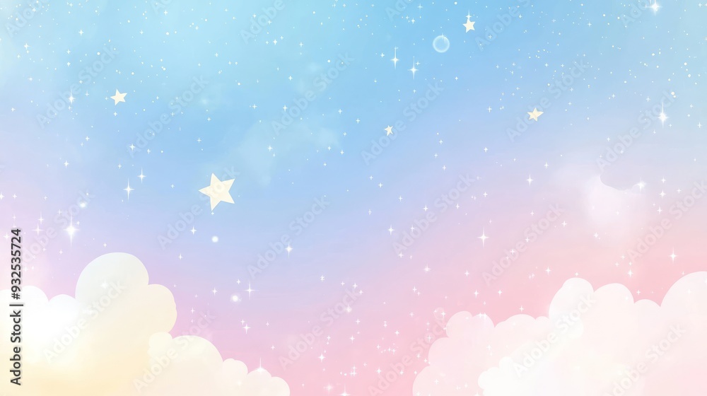 Dreamy Pastel Sky with Stars and Clouds