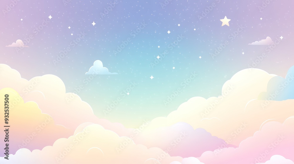 Pastel Sky with Clouds and Stars Pastel Sky with Clouds and Stars