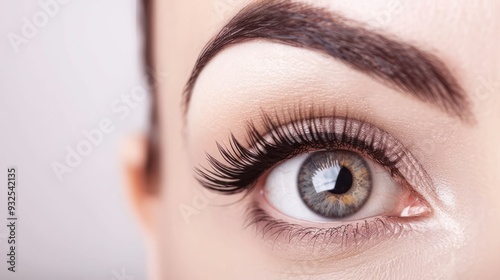 Close-up of a Woman's Eye with Long Eyelashes