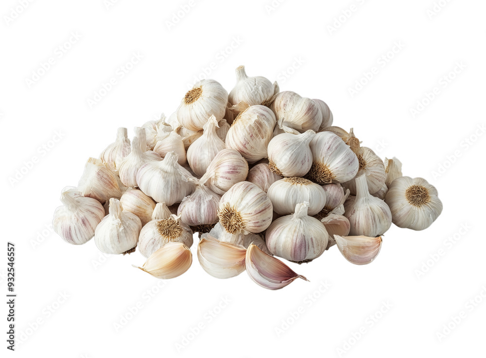 A pile of garlic cloves on a transparent background A pile of garlic cloves on a transparent background