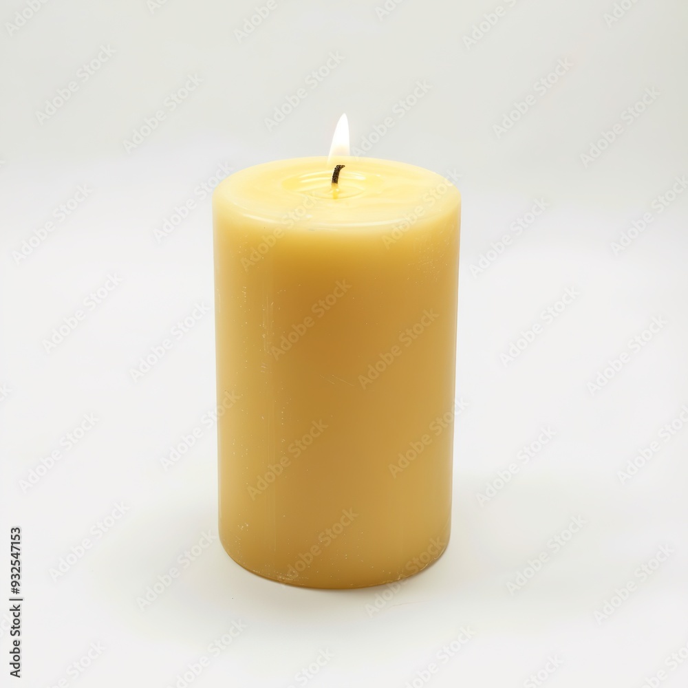 Candle on a White Background. A Simple and Elegant Candle with a Soft Glow, Perfect for Creating a Calm and Serene Atmosphere. Candle on a White Background. A Simple and Elegant Candle with a Soft Glow, Perfect for Creating a Calm and Serene Atmosphere.