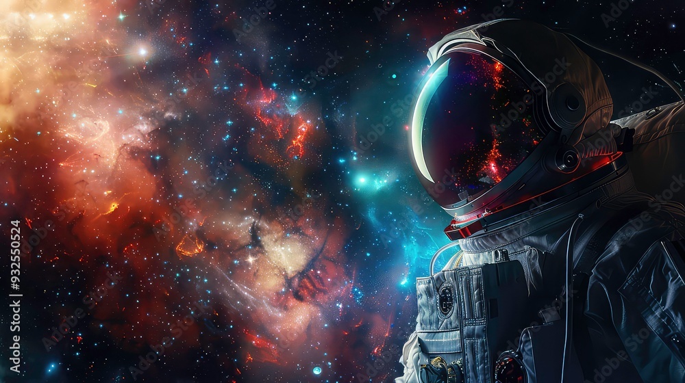 A lone astronaut gazes into the vastness of space, surrounded by a vibrant nebula and twinkling stars. A lone astronaut gazes into the vastness of space, surrounded by a vibrant nebula and twinkling stars.