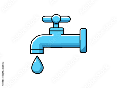 vector illustration of water tap in flat style isolated on white background