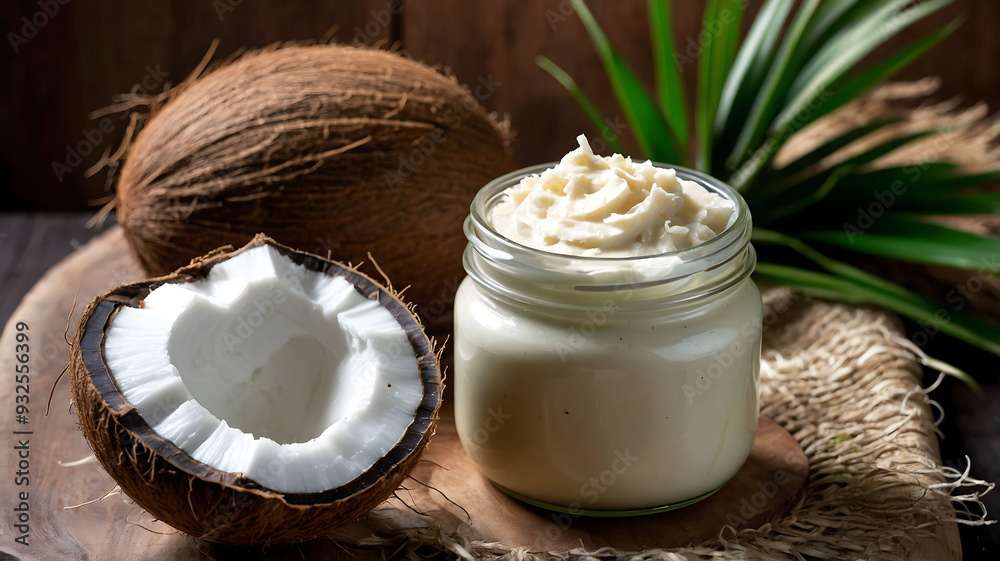 Keto diet organic healthy fat fresh coconut butter glass jar Keto diet organic healthy fat fresh coconut butter glass jar