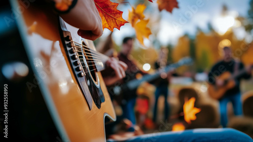 Acoustic Guitar Performance at Outdoor Fall Festival