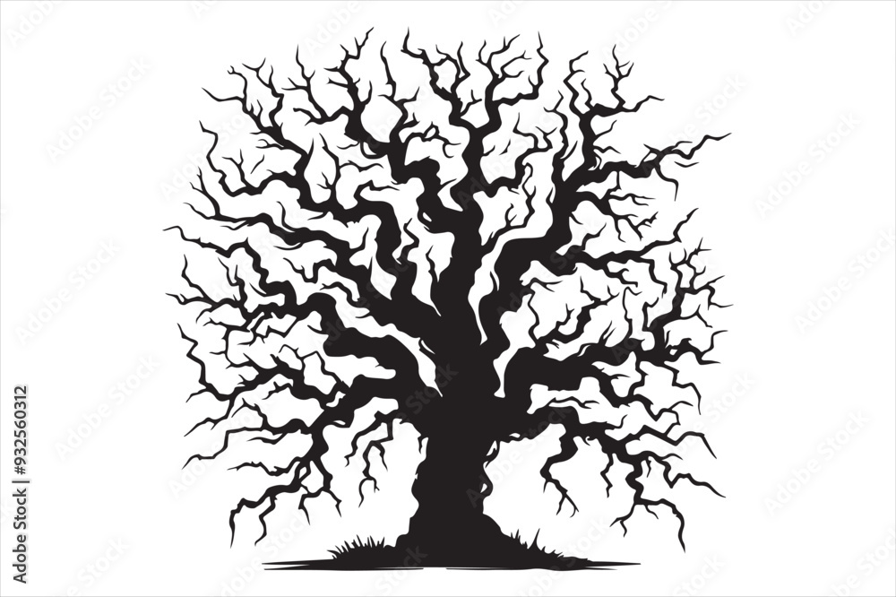 Fototapeta premium Creepy tree vector silhouette