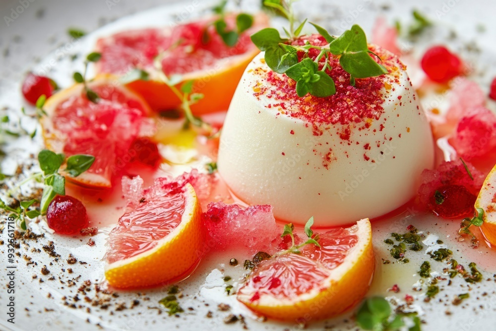 Panna cotta with Grapefruit and Thyme Garnish Panna cotta with Grapefruit and Thyme Garnish
