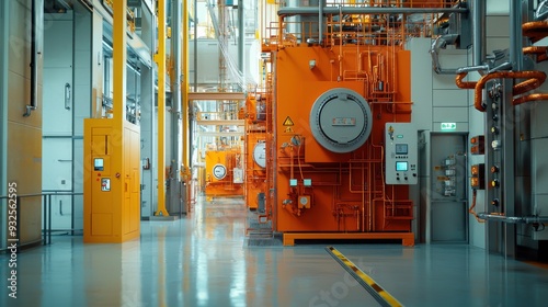 An expansive view of a large uranium nuclear facility with multiple reactors and a network of copper wires running through and connecting various parts of the complex. The scene emphasizes the scale photo