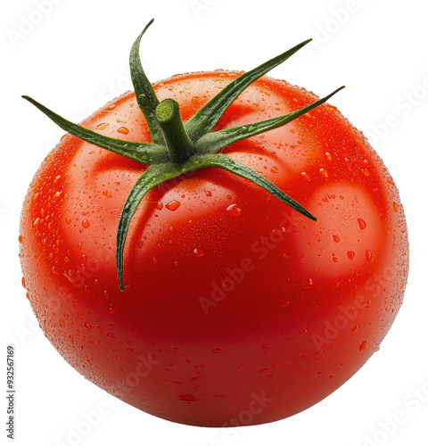 PNG Fresh red tomato with water droplets on surface