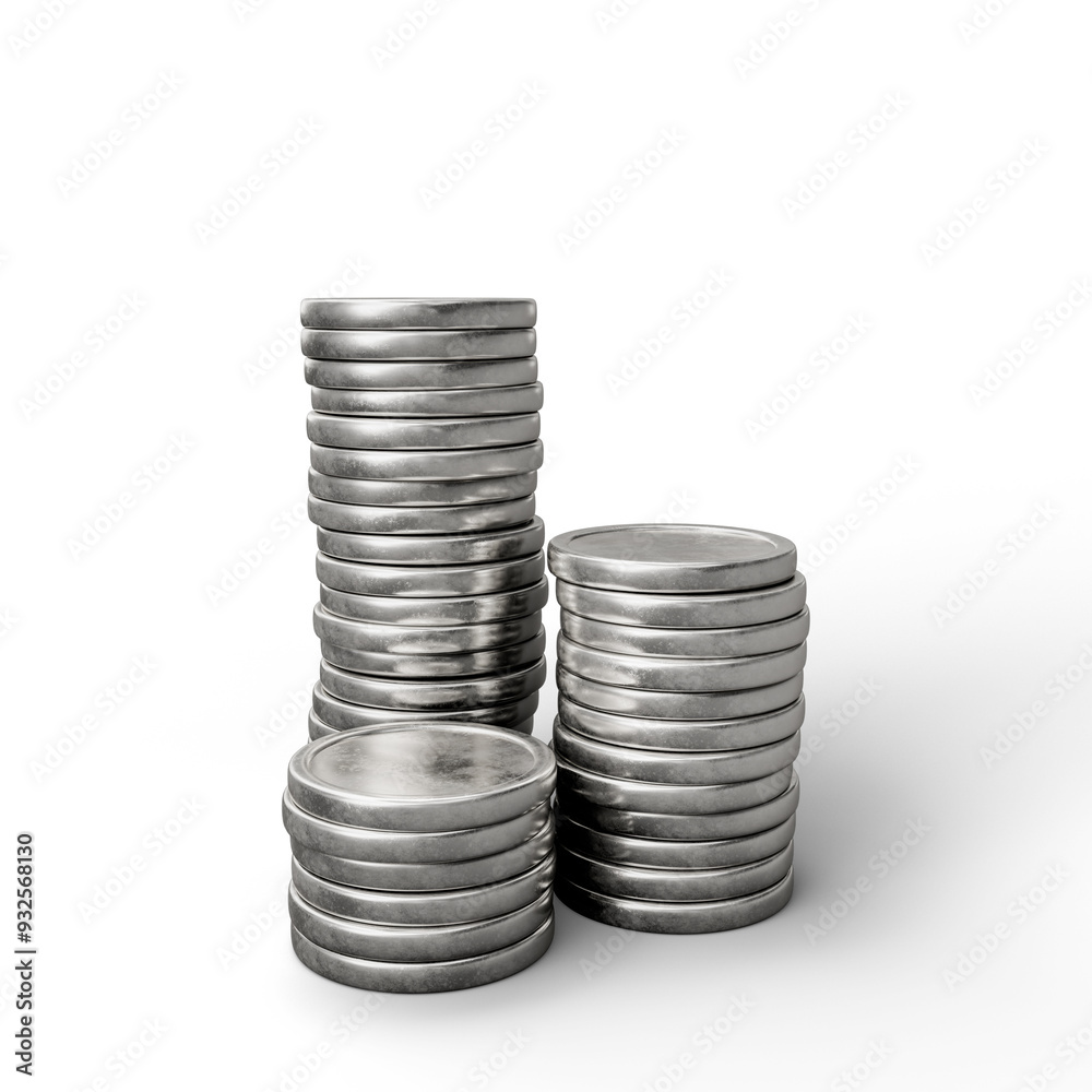 Silver Coin on White Background. 3D Illustration. File With Clipping Path. Silver Coin on White Background. 3D Illustration. File With Clipping Path.