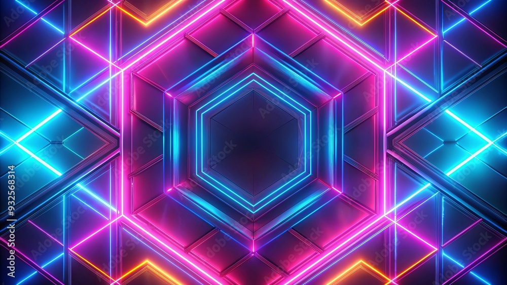 Vivid neon geometric pattern with a futuristic twist Vivid neon geometric pattern with a futuristic twist
