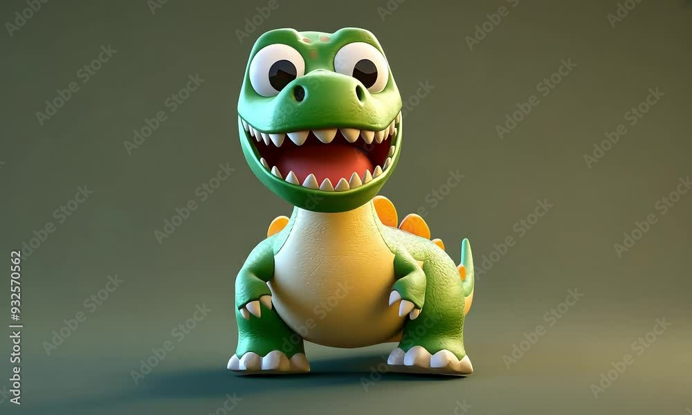 Cute Cartoon Dinosaur with Big Eyes and Spikes with ai generated.
