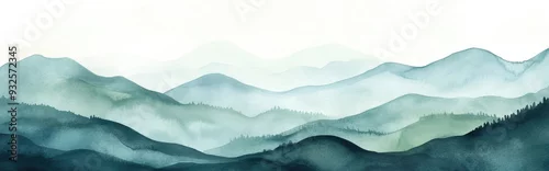 Panel kuchenny z motywem Abstract watercolor illustration of hilly landscapes in a digital format