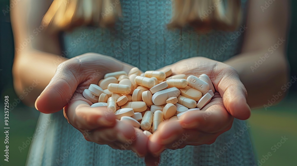 woman hand holding expired pills ready to recycle woman hand holding expired pills ready to recycle