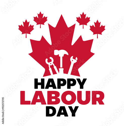 happy canadian labor day with canada leaf silhouette