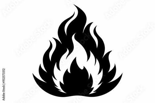 

flame and fire black icon silhouette vector, Fire flame icon
