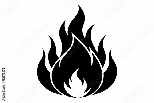 

flame and fire black icon silhouette vector, Fire flame icon
