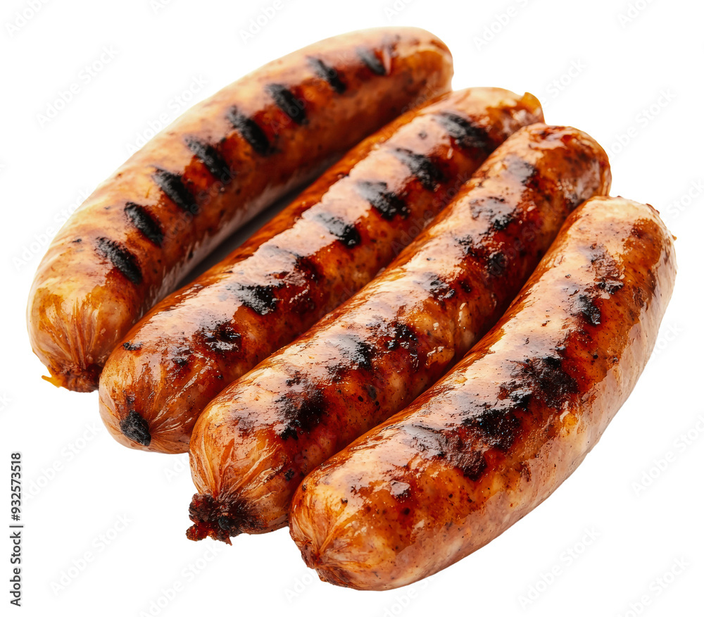 PNG Grilled sausages on a white background PNG Grilled sausages on a white background