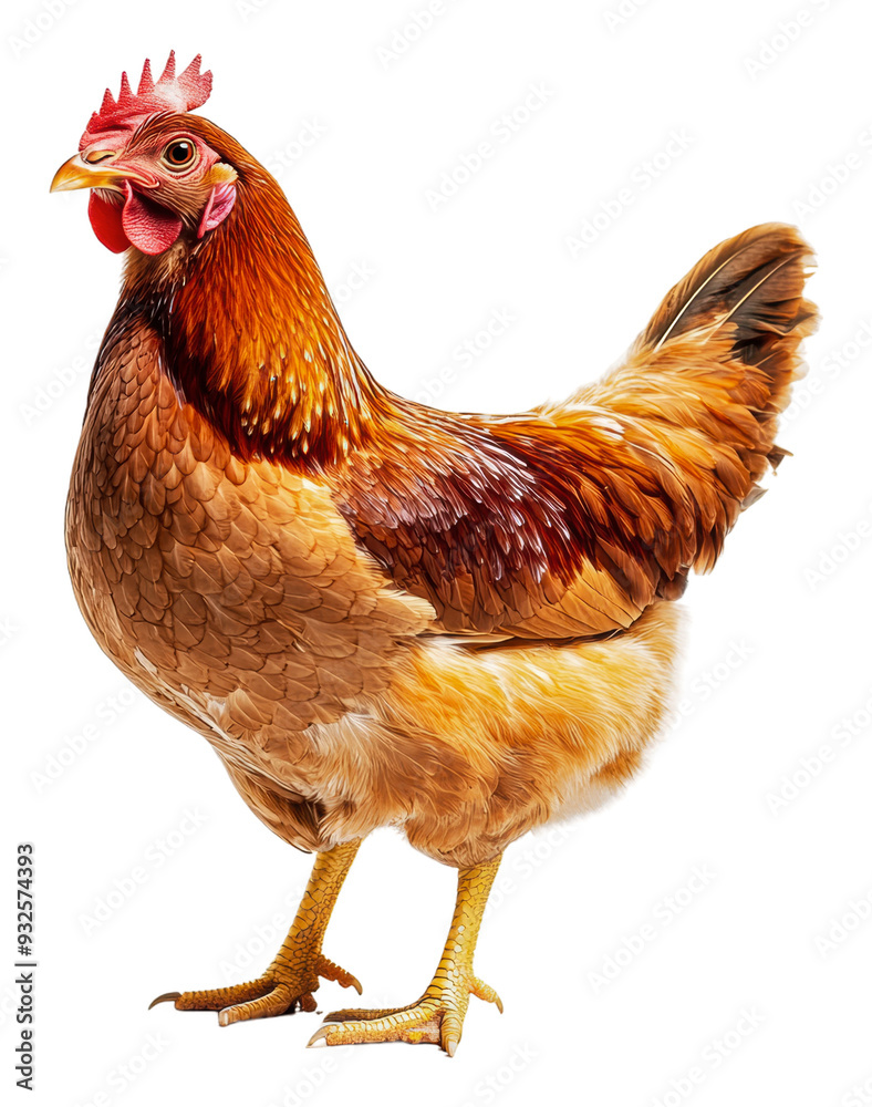 Fototapeta premium PNG Brown hen standing on white background