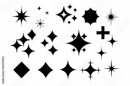 
sparkles icon vector bundle, set of star sparkles icons
