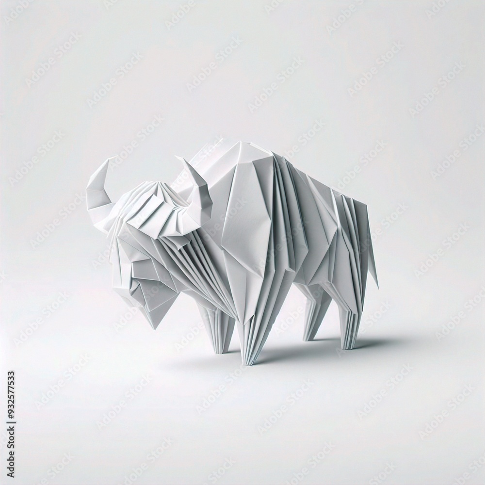 Fototapeta premium origami buffalo isolated on white