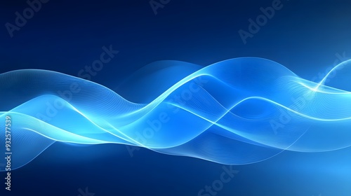 Abstract Blue Wave Background, Glowing Effect, Digital Technology Concept for Design