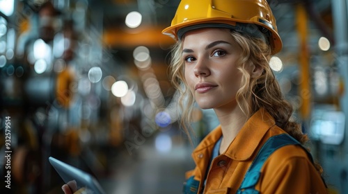 woman engineer,tablet standing,construction site working