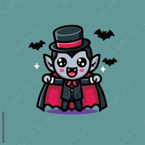 Cute and cartoon Dracula vector for Halloween celebration