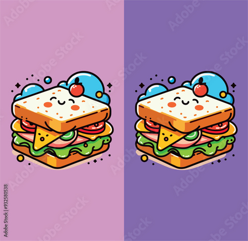 vector sandwich bread with a cute and colorful theme