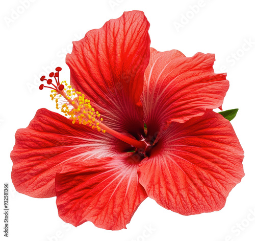 PNG Bright red hibiscus flower on a white background