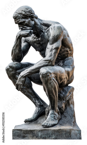 PNG Thinking man statue seated on a rock