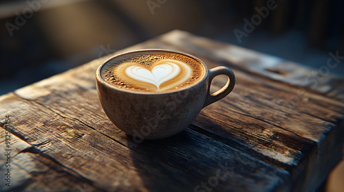 Kaffeeorta mit Herzschatz auf altertümlichem Tisch