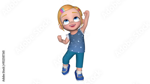 3D character pose library design illustration, 3d rendering character girl pose animation