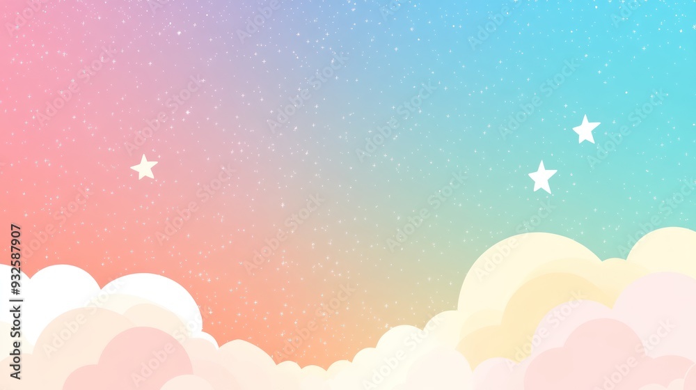 Pastel Sky with Clouds and Stars Pastel Sky with Clouds and Stars