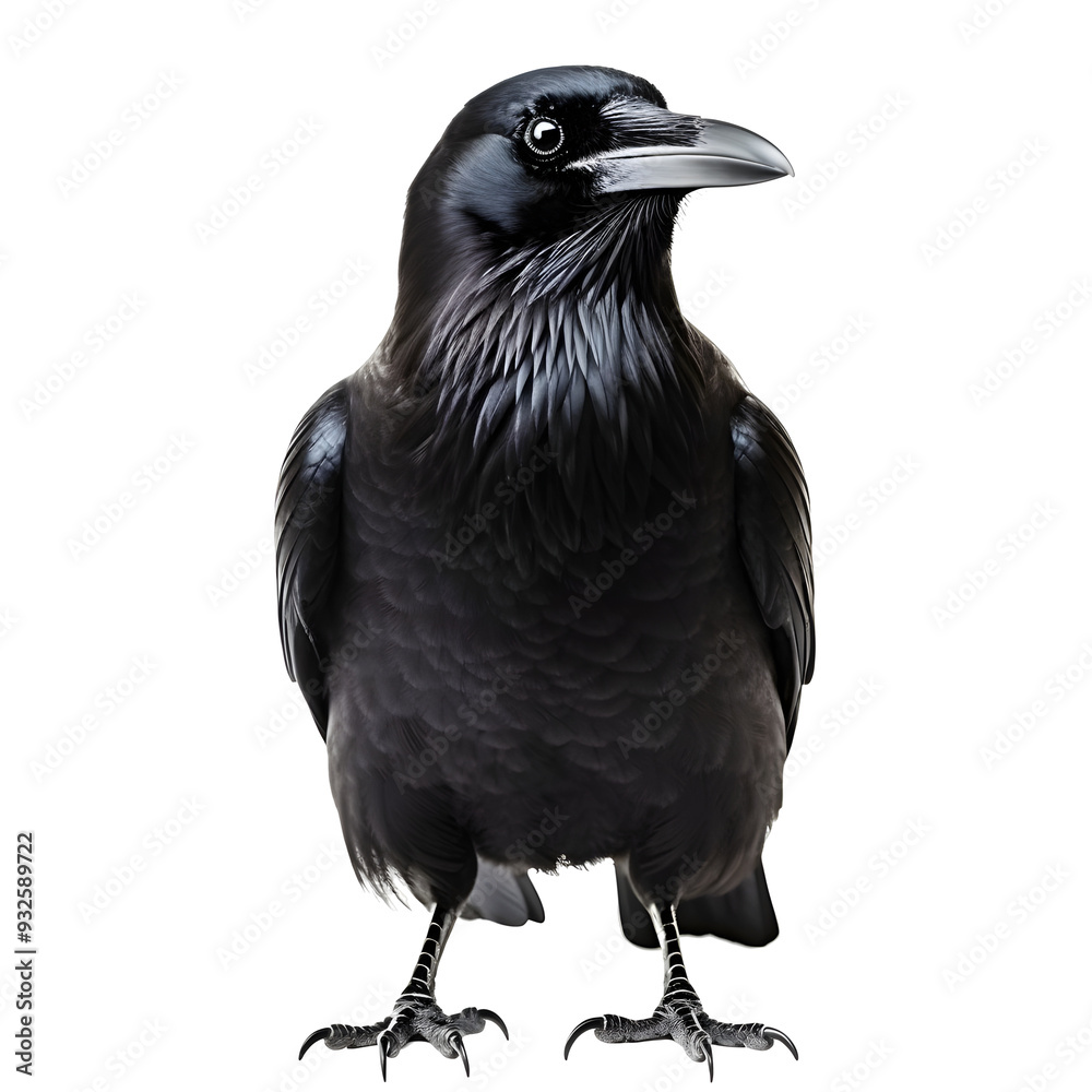 Fototapeta premium Captivating and Mysterious Crow Against a White Backdrop