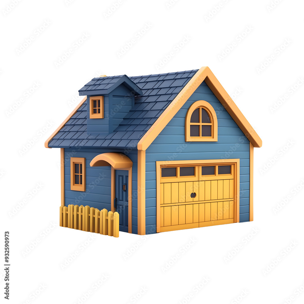 Colorful Cartoon Style Garage House Architectural Rendering Colorful Cartoon Style Garage House Architectural Rendering