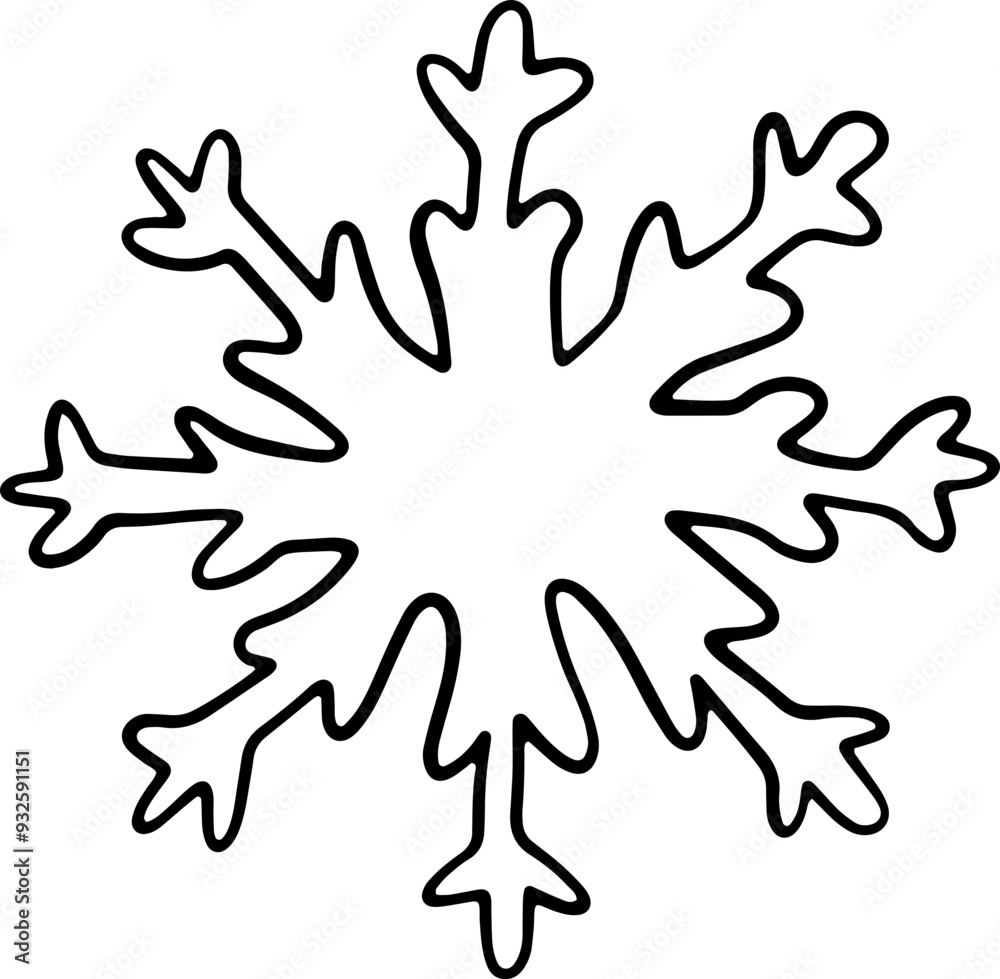 Fototapeta premium Cartoon lines Christmas Snow Cute Card Illustration