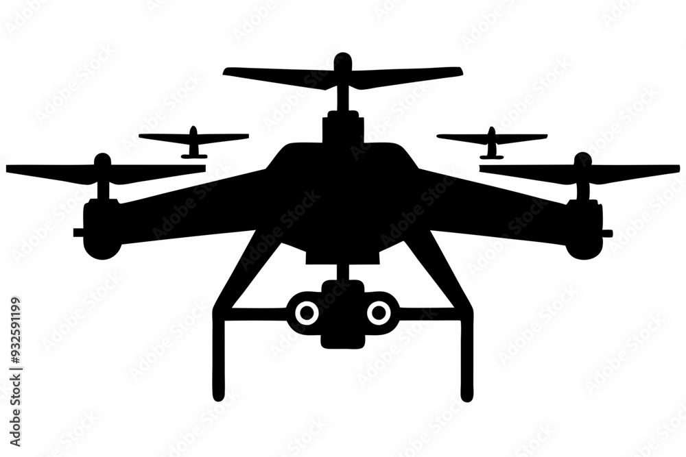 Drone silhouette vector, drone camera icon silhouette vector illustration Drone silhouette vector, drone camera icon silhouette vector illustration